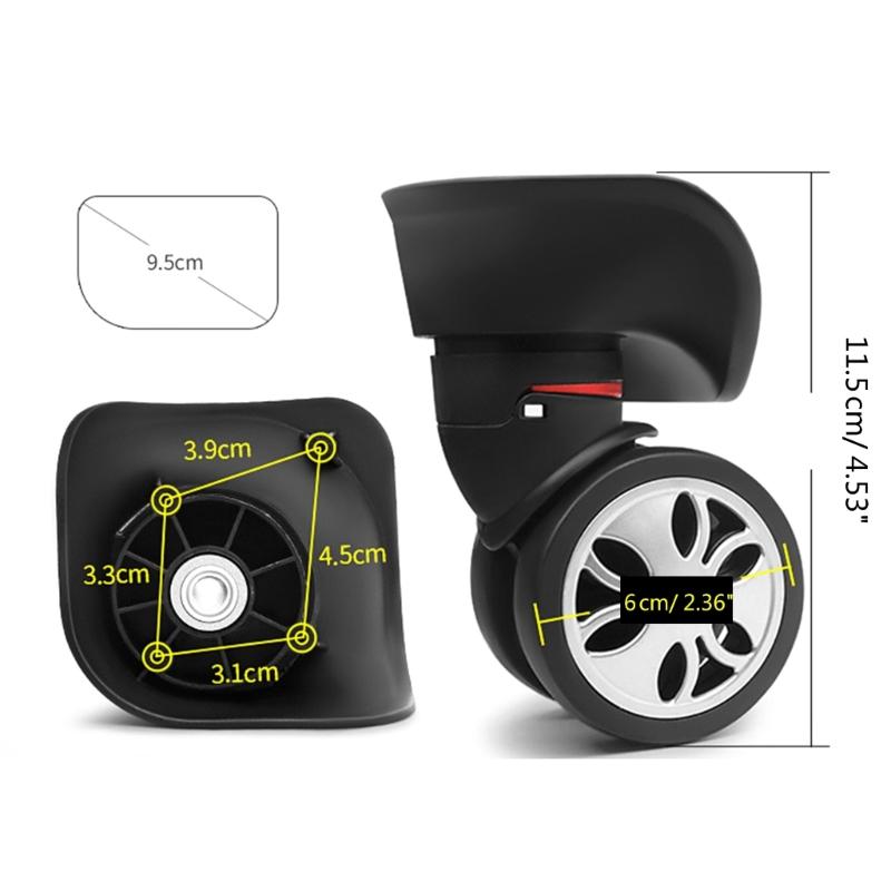2Pcs Trolley Casters Replacement Heavy Duty Roller Wheel for Luggage Box Suitcase 360 Degree Swivel kit SilentWheel