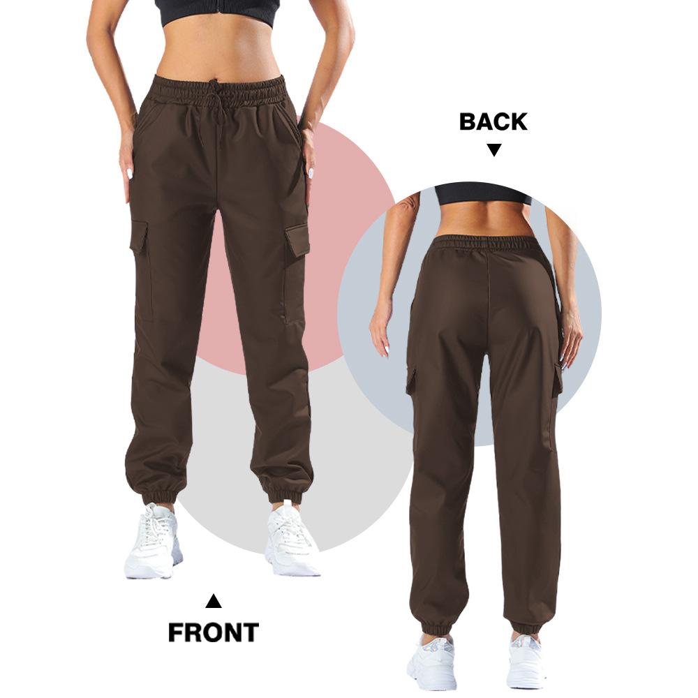 

Women s PU Leather Pants Fashionable Casual Drawstring Pocket PU Cuffed Workwear Pants XXL