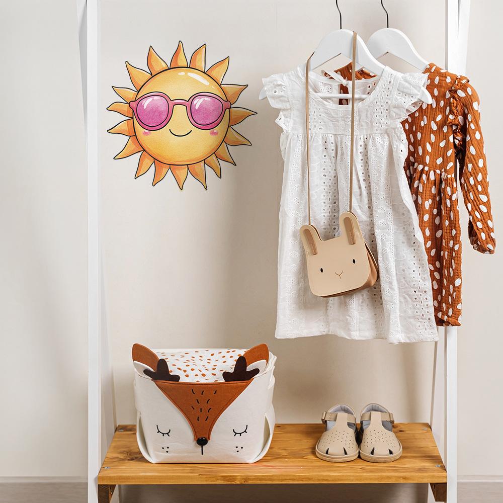 Creative Cute Sunglasses Sun Wall Sticker Self-Adhesive Removable Bedroom Living Room Hallway Dorm Home Decor Art