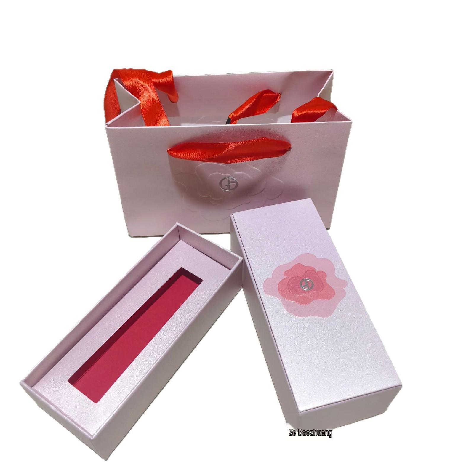 A·majia Nude Pink Lip Gloss and Lipstick Gift Set with Perfume Tote Bag for Qixi Valentine s Day Pink Lip Gloss Gift Bag