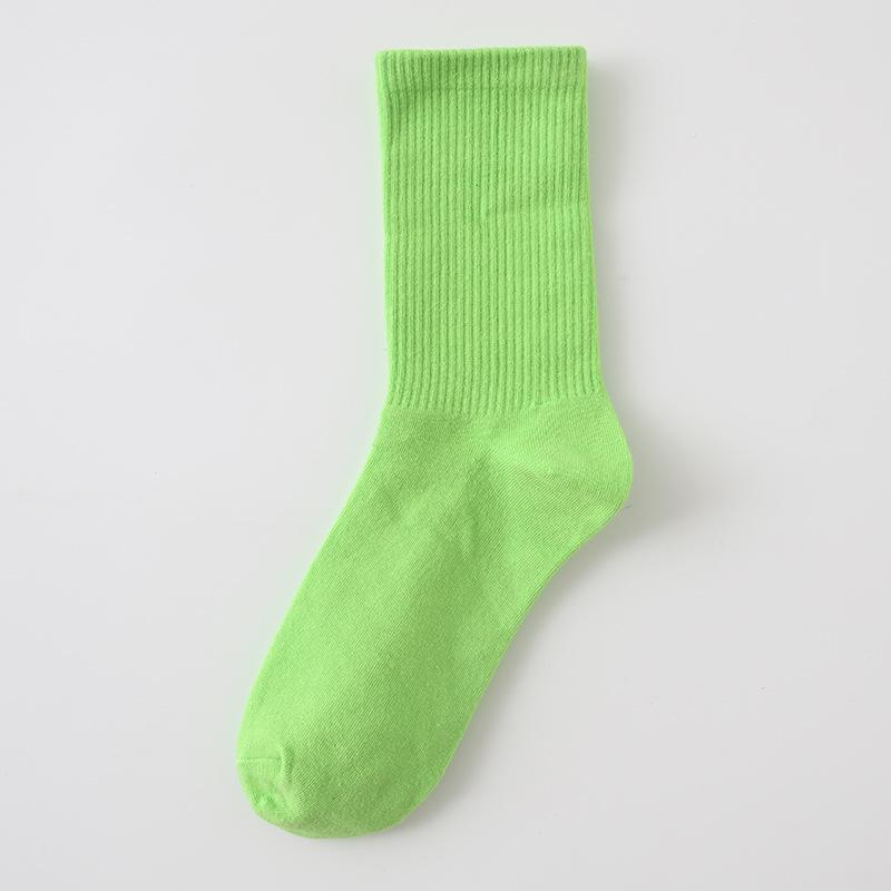 Female Spring and Autumn Thin Style Pure Color Candy Color Movement In The Tube Pile Socks