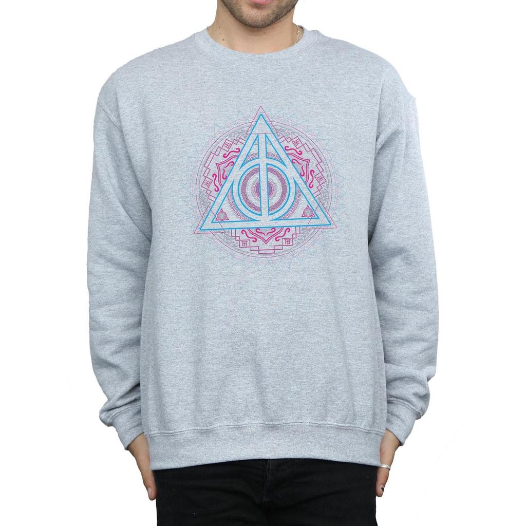 HARRY POTTER Mens Neon Deathly Hallows Sweatshirt
