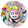 50 Trendy Smiley Face Stickers: Waterproof Cartoon Designs for Suitcases, Scooters, Computers, Tablets, and Water Cups