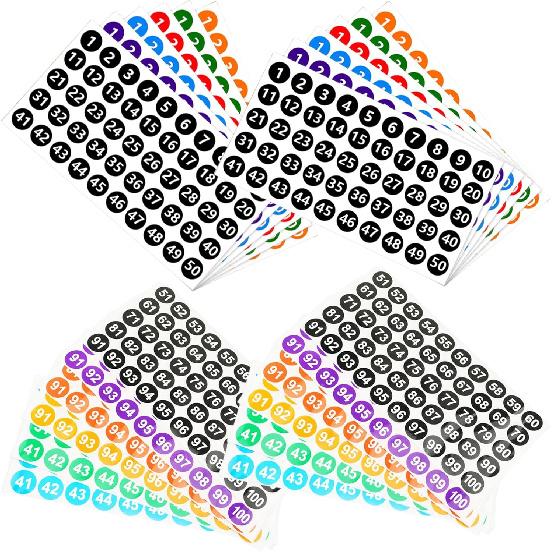 RIVEENY 24 Sheets 1 to 10 Consecutive Number Stickers - Self Adhesive Vinyl Decals for Indoor and Outdoor Waterproof Labels - Inventory