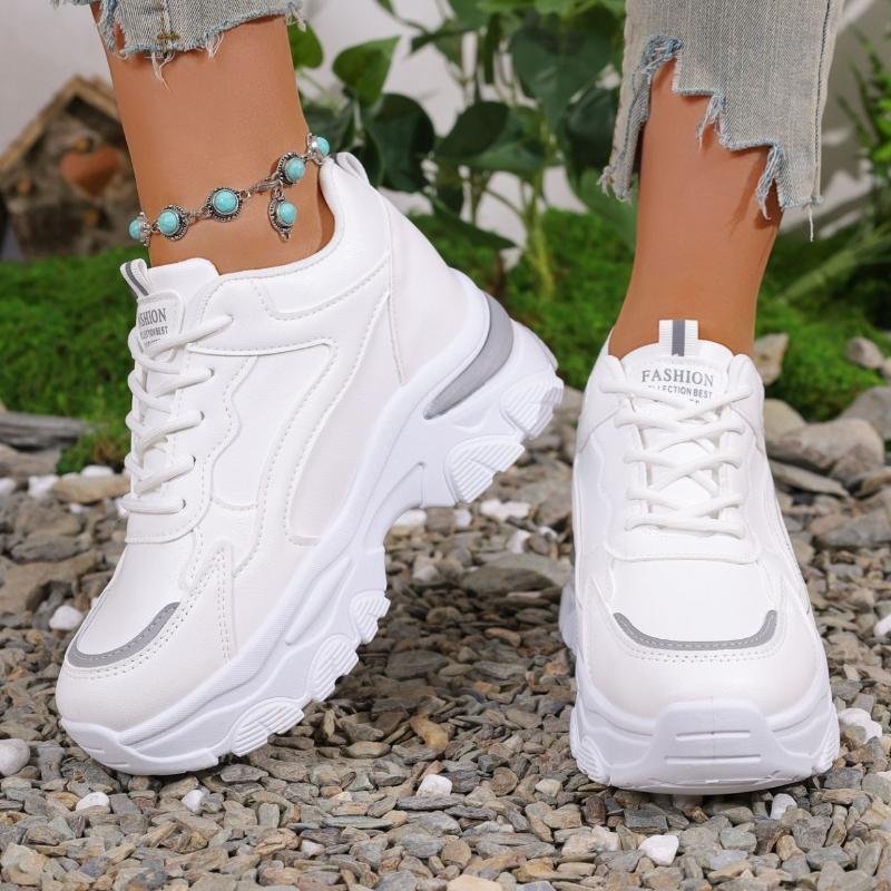Fashion Women's Platform Sneakers 2025 Autumn Lace-Up Thick Bottom Sports Small White Shoes Woman Versatile and Casual Walking Dad Shoes