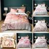 Plum Blossom Red Flower Floral Comfortable Duvet Quilt Cover Pillowcase Bedding Set Children Bedroom Decoration Home Textile
