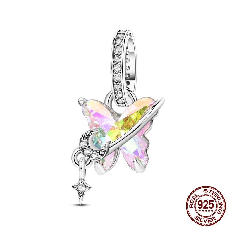 Authentic Copper Glowing Planet Zircon Floral Fairy Four Leaf Shamrock Charms Bead Fit Authentic Bracelets Diy Jewelry Gift