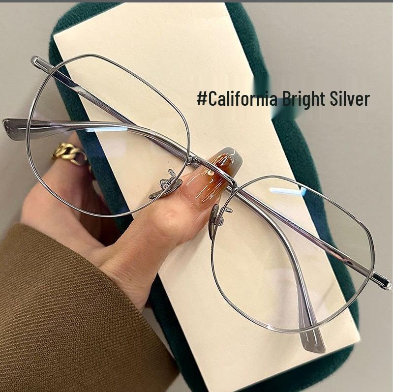Polygon Silver Glasses for Large Faces – Women’s Myopia & Anti-Blue Light Prescription Ready