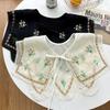 Countryside Style Embroidered Floral Fake Collar Embroidery Doll Lapel  Scarf Accessories
