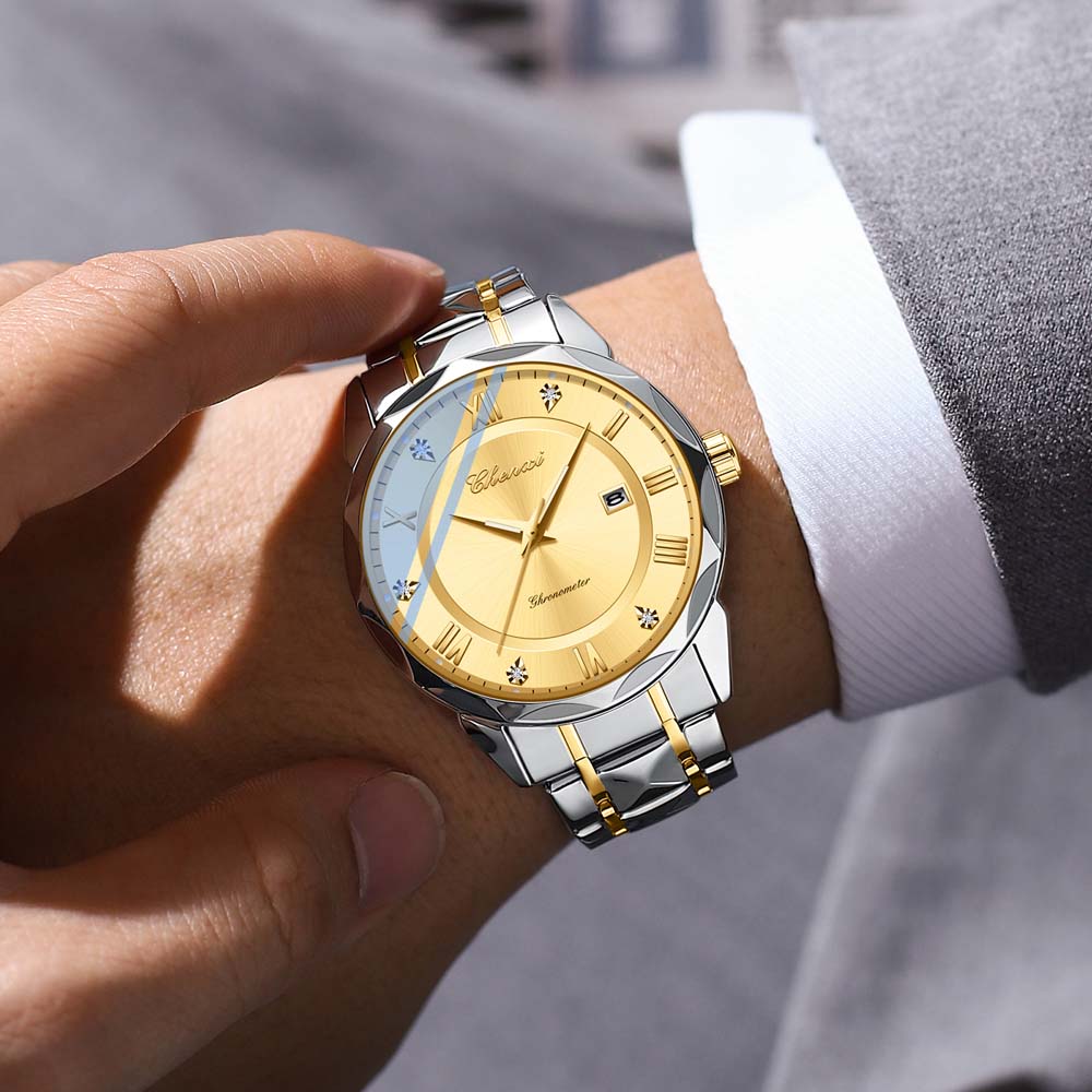 CHENXI New Stylish Men's Quartz Watch Casual Business Calendar Large Dial Stainless Steel Men's Quartz Watch Water-Resistant