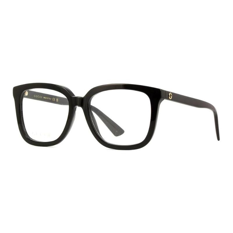 Gucci [Available Prescriptions] Temple Logo Acetate Square Optical Frame Uniform Couple Style Black Black 53 dust bag + glasses case (random color) чёрный