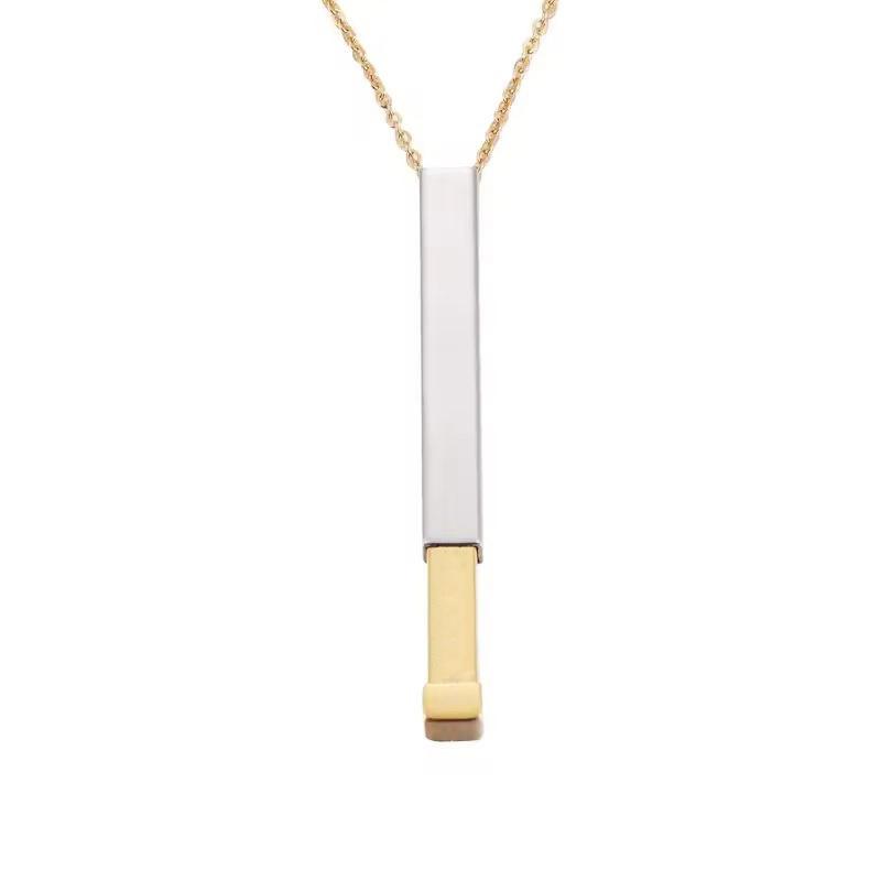 NEWNORTH Custom Name Necklace Stainless Steel Jewelry Laser Engraved Custom Name Retractable Hidden Pendant Bar Necklace for Men