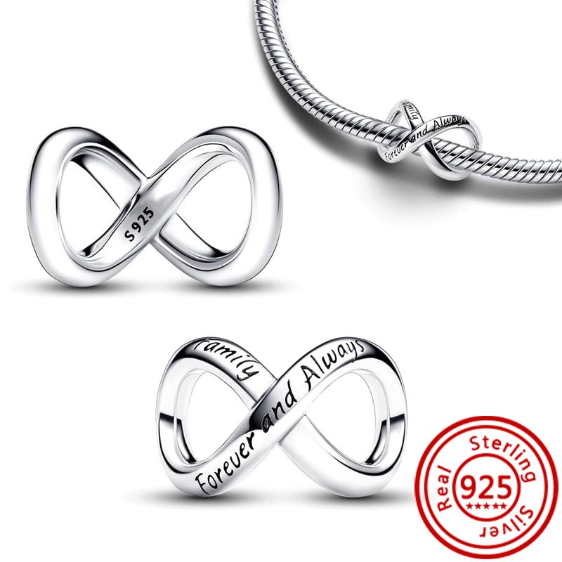 925 Sterling Copper Charm Twisting Arrow Lucky Dice Forever & Always Infinity Love Color Beads Fit Pantaro DIY Bracelet