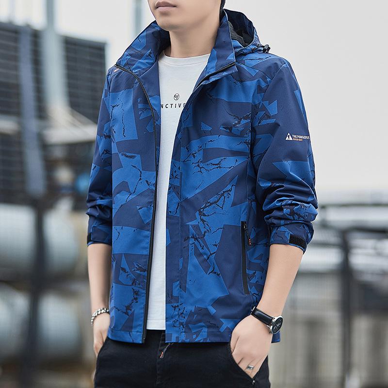 Chaqueta Casual de Otoño e Invierno para Hombre Chaqueta Deportiva para Hombre con Capucha Desmontable para Exteriores Chaqueta Cortavientos Impermeable para Hombre