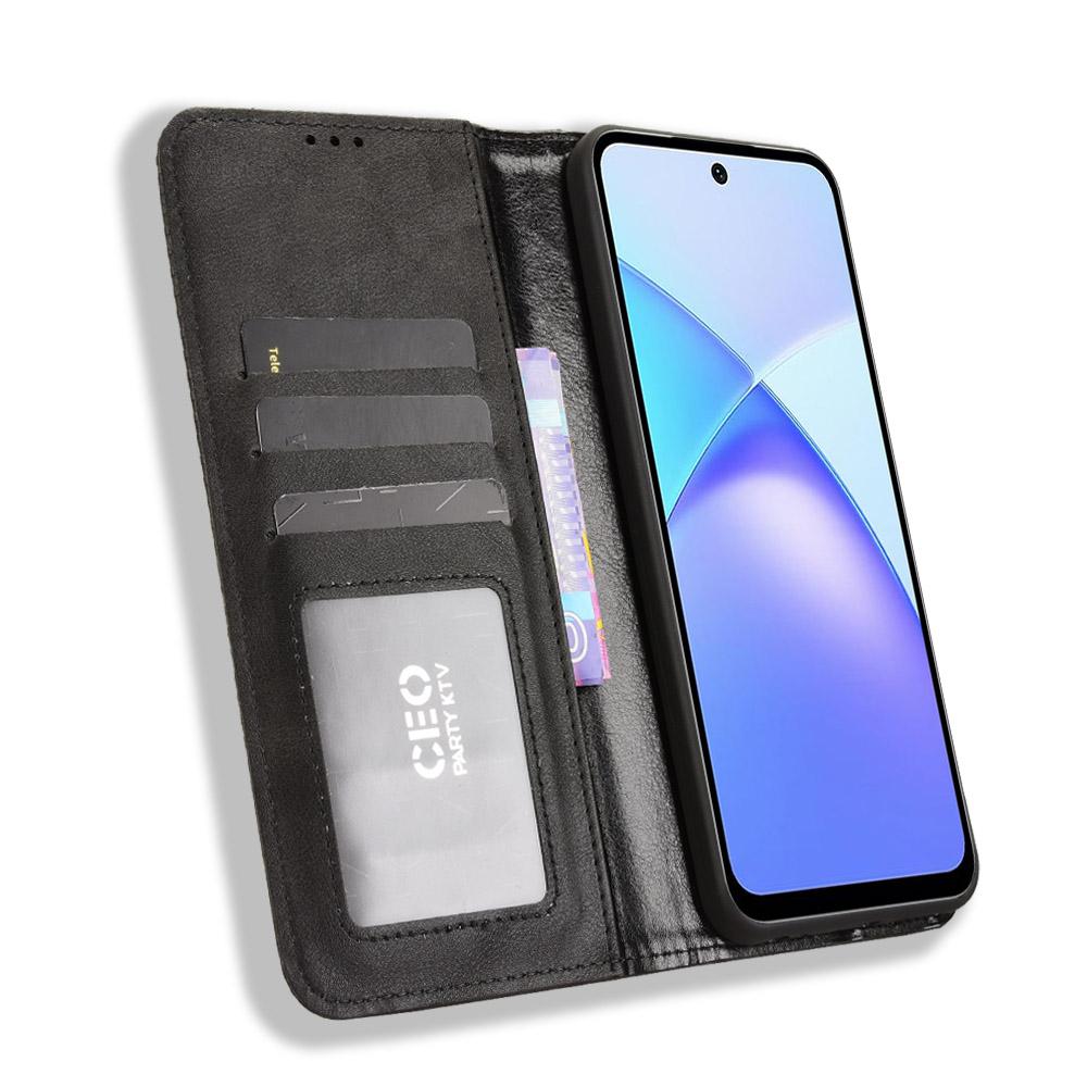 For Infinix Smart 10 Plus Leather Case Wallet Stand Retro Texture Phone Cover