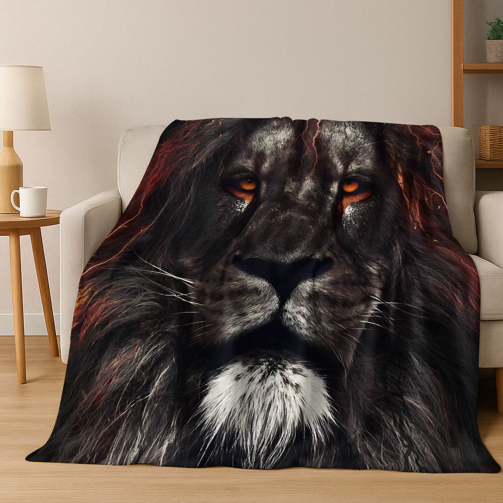 26 Style Wild Animal Lion Beast Cartoon Flannel Blanket,Warm Cozy Soft Throw Blanket for Home Bedroom Bed Sofa Picnic Cover Kids