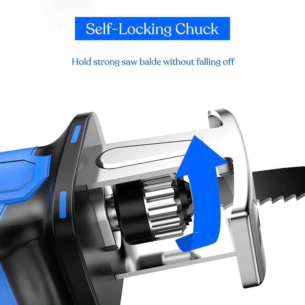 288VF Electric Cordless Reciprocating Saw Chainsaw Adjustable Speed Wood Metal PVC Pipe Cutting Saw Power Blades Tool 325x110mm