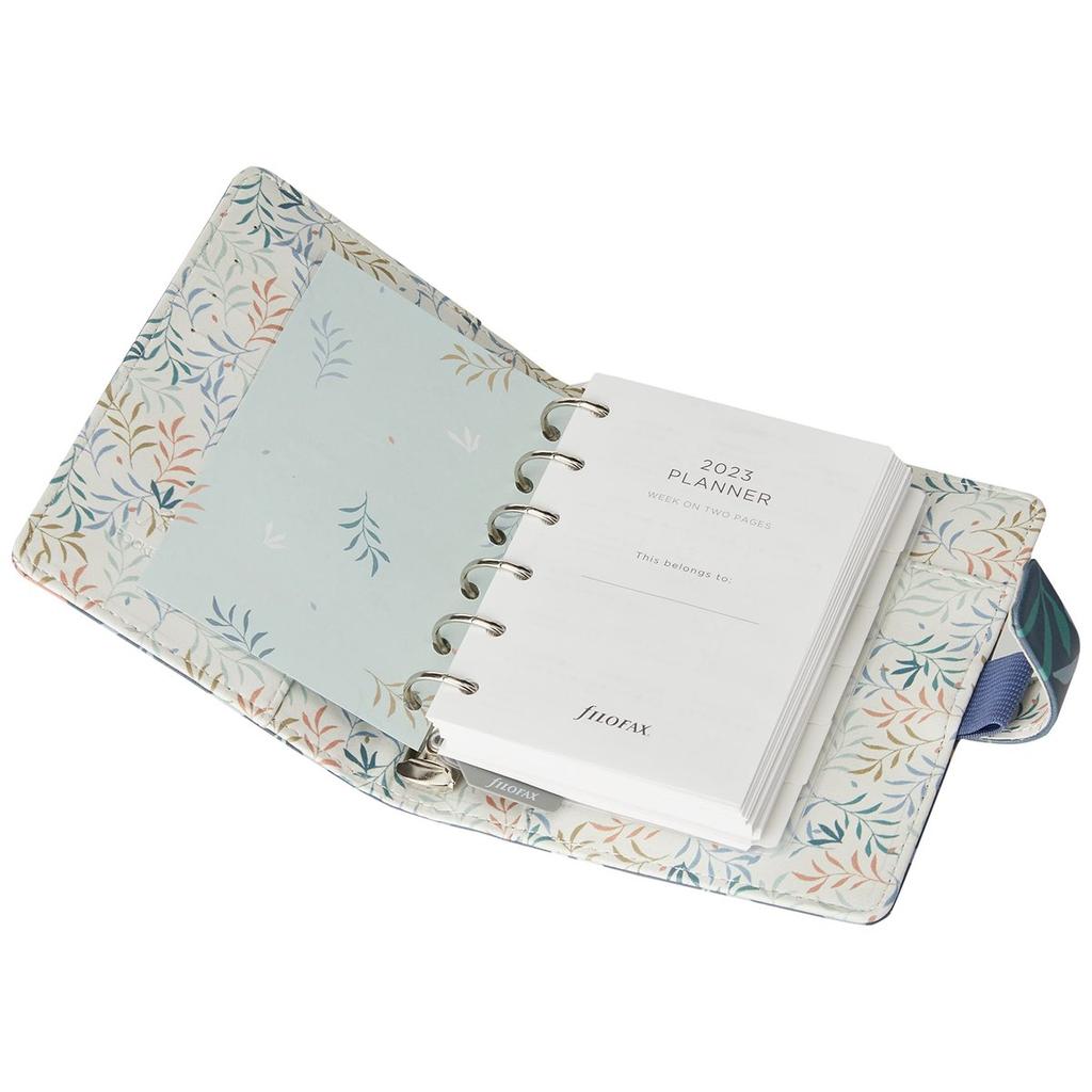 Filofax Botanical Small Organiser Blue Faux Leather 6-Ring Planner 022644
