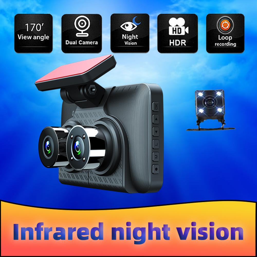 

HD 1080P Car Driving Recorder with Rearview Camera Infrared Night 4 Inch cam Front and Rear Inside