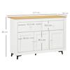 Credenza da cucina con 2 cassetti, 3 ante e ripiano regolabile, per cucina, sala da pranzo, soggiorno, 117 x 35 x 80 cm, bianco