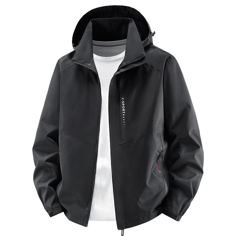 Men's Casual Hooded Windbreaker Jacket - Breathable, Loose Fit, Plus Size, for Spring and Autumn