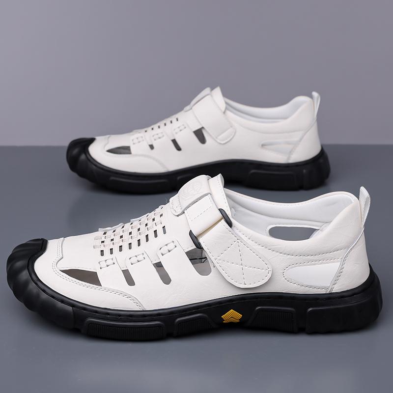 Fashion Walk Mens Sandals Outdoor Beach Flats Anti-collision Toe Hollow Out Roman Shoes Wading Aqua Loafers Men Summer Casual Shoes