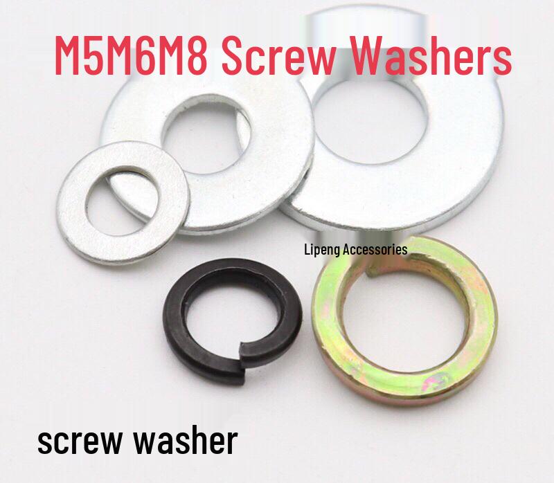 White Furniture Set Washers & Screws: M6/M8 Iron & Flat Spacers, Spring Washers M5 Flat Washers (10 pcs)
