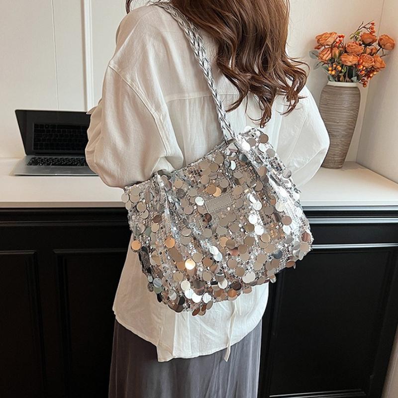 Large Capaci Glitter Underarm Bag Summer Versatile Handbag Single Oulder Bag Iny Sequin Bag Trendy Ular Sle