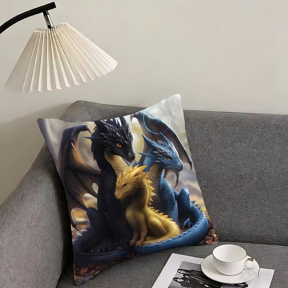 F-Fourth W-Wing Dragon Cushion Cover Reversible Plush Pillow Cover – For car, sofa, bedroom, perfect as a gift.