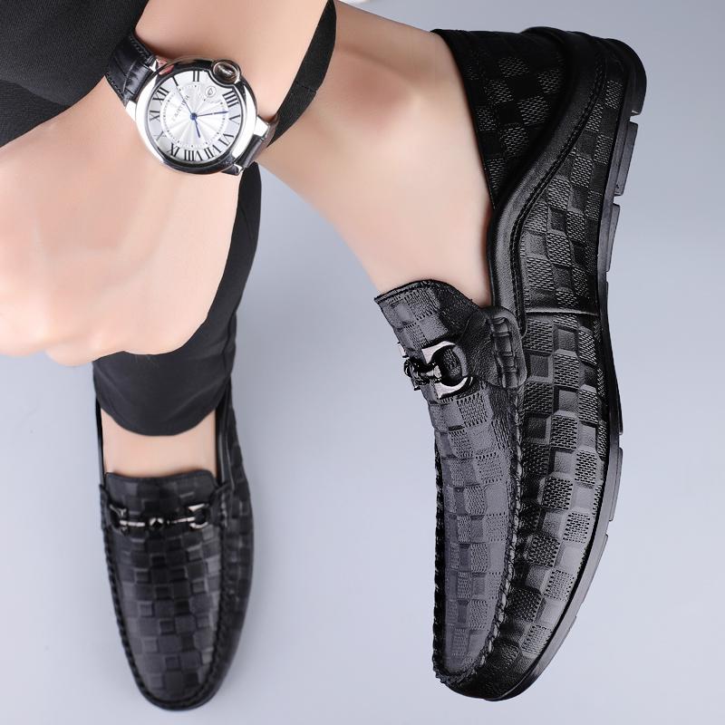 Scarpe Casual da Uomo alla Moda Slip-on Fatte a Mano in Vera Pelle Mocassini Comodi Scarpe da Guida Antiscivolo da Uomo per Esterno