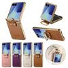 Luxury Business Ring Holder Leather Case for Samsung Galaxy Z Flip 7 6 5 4 5G Flip7 FE Flip6 Shockproof Electroplated Edge Cover