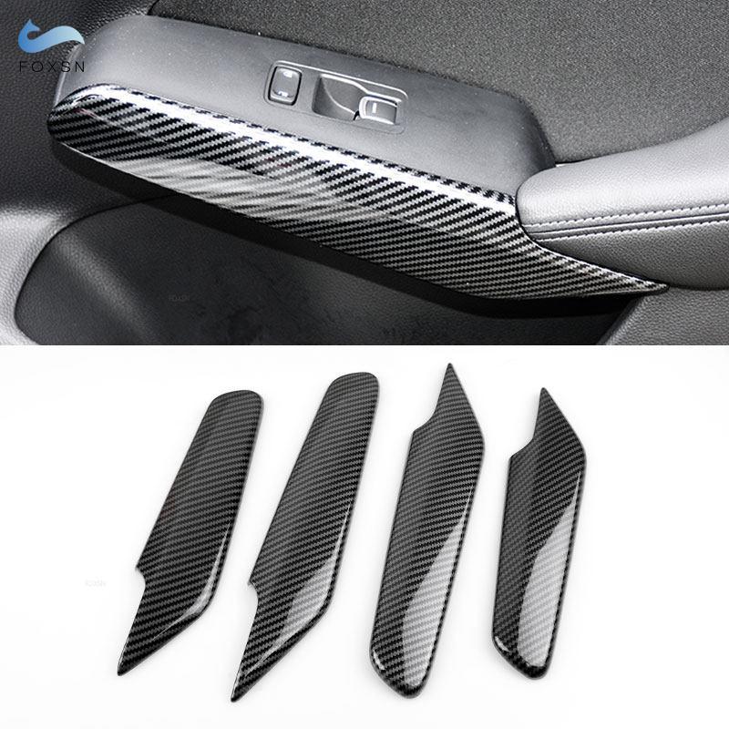 For Honda Civic 11th ABS Carbon Fiber Texture 4pcs Car Interior Door Window Lift Control Side Panel Cover Protective Trim