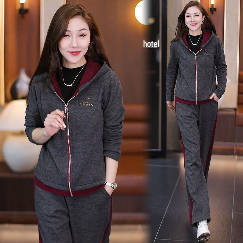 Tuta sportiva casual da donna Inverno 2025: Completo Giacca Calda con Cappuccio e Pantaloni Lunghi in Velluto #895.