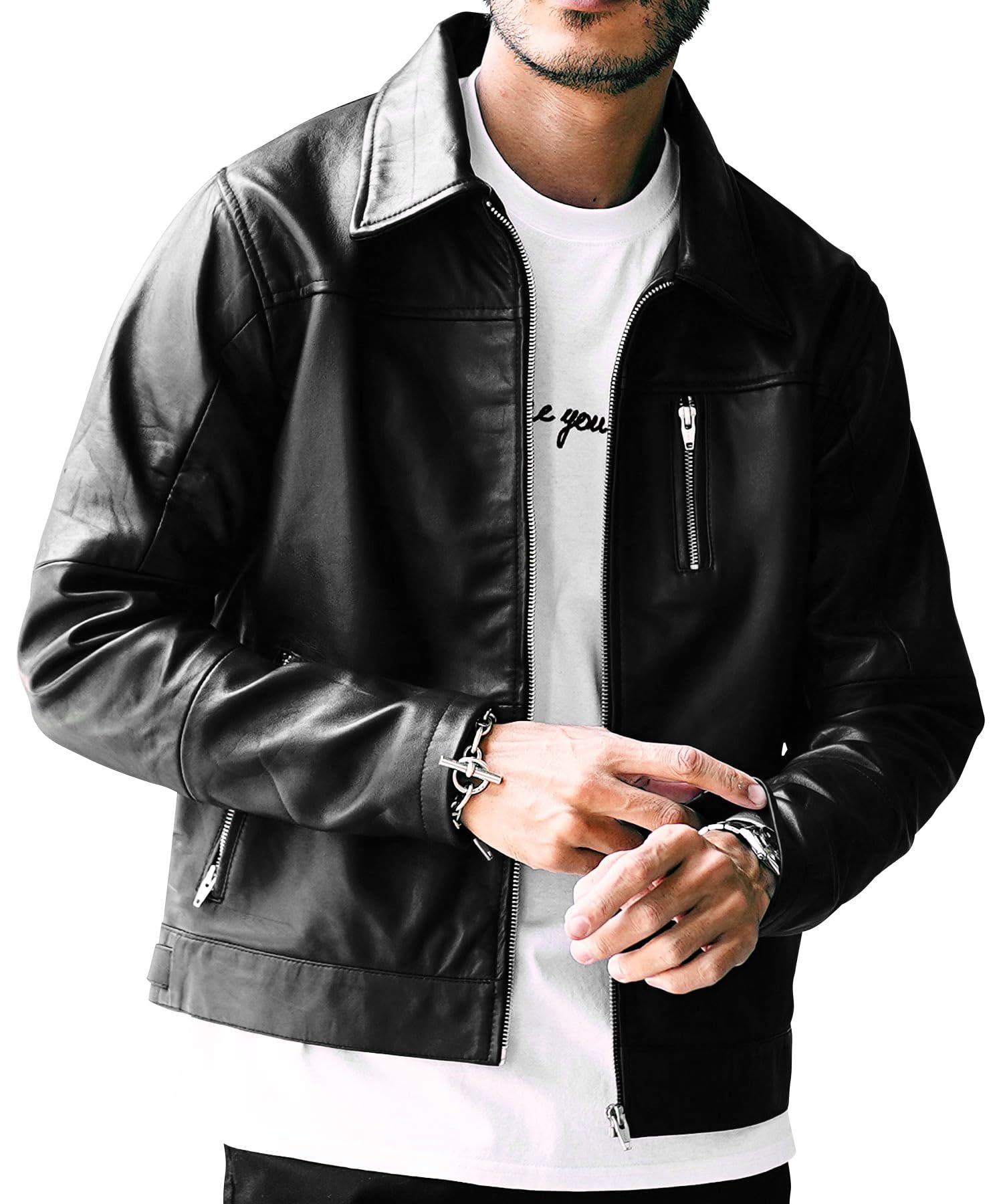 Shop Reproduction Leather S F Black Genuine Leather Lightweight Long Rider Double Rider Single Rider Leather Jacket [JIGGYS SHOP] Ziggy s Men s