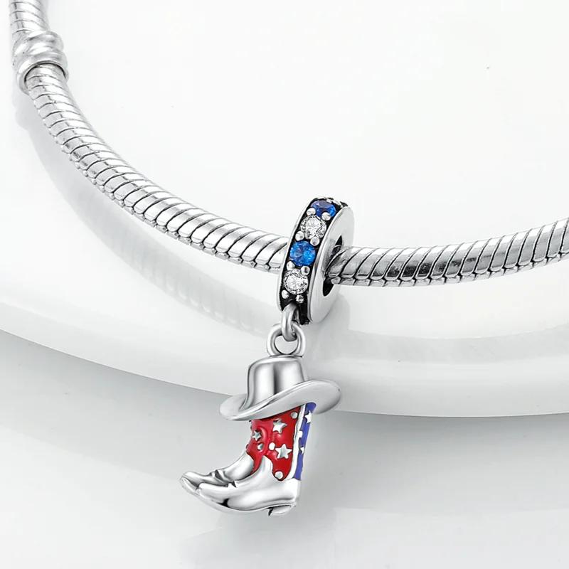 Charms Platared And Blue Cowboy Boots Stars Beads Fit Originalbracelets Charms For Women Jewelry Diy Making Gifts