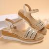 Straw Rhinestone Flash Wedge Heel Platform Sandals 2024 Summer New Simple and Comfortable Fashion Buckle High Heels