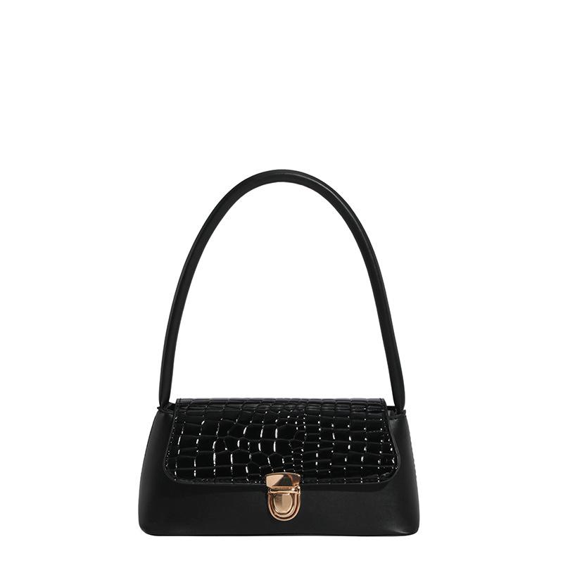 Популярная сумка-багет женская 2 новые модные тенденции splicing с узором под крокодила модная сумка через плечо чёрный
