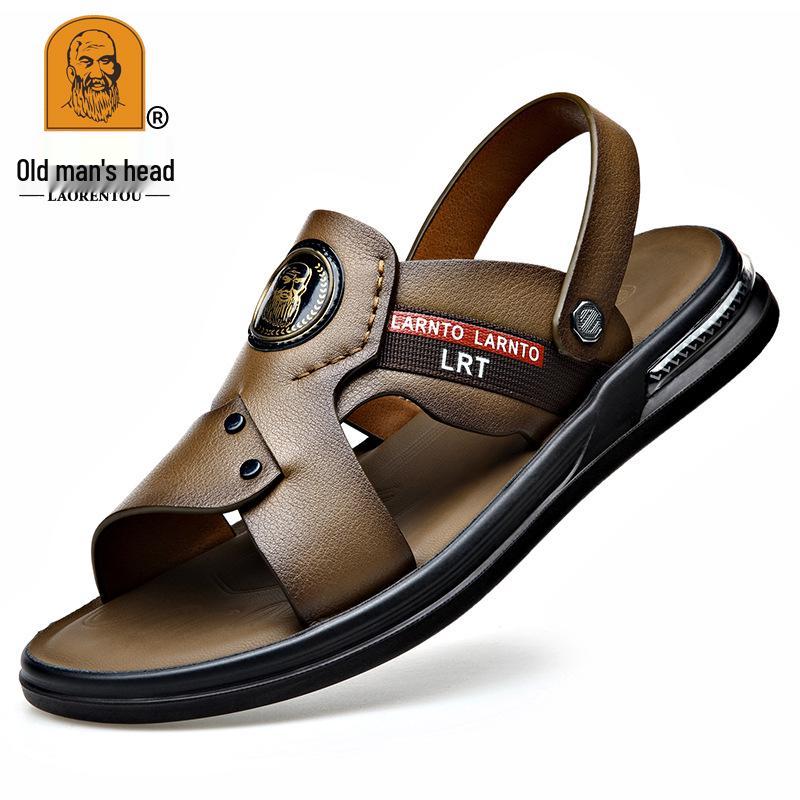 Laoren Tou Men s Genuine Leather Breathable Summer Driving Sandals/Slippers for Outdoor Comfort 44