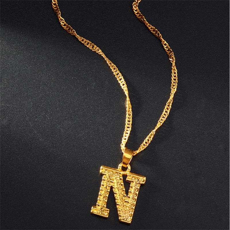 26 Alphabet Gold Plated Pendant Necklace Accessories Initial Necklace For Women Dainty Gold Letter A-Z Pendant