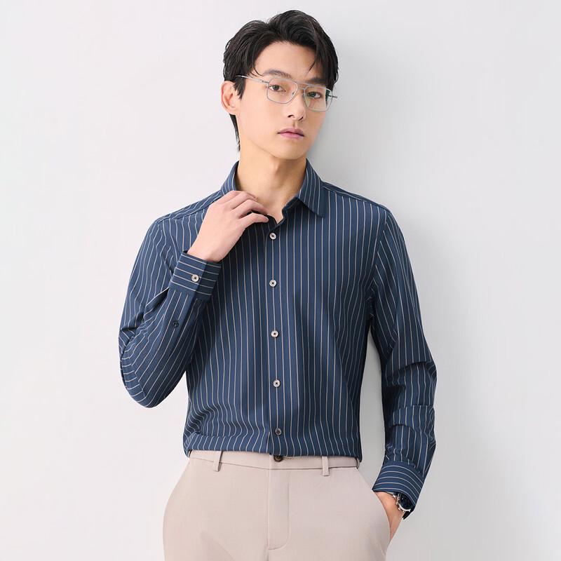 Baoxiniao Men's Striped Business Casual Long-Sleeve Shirt