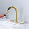 Gold Bathroom Faucet Widespread Basin Faucet Sink Tap Brass Marble Bathroom Sink Faucet 3 Hole Brass Chrome Hot Cold Water Tap