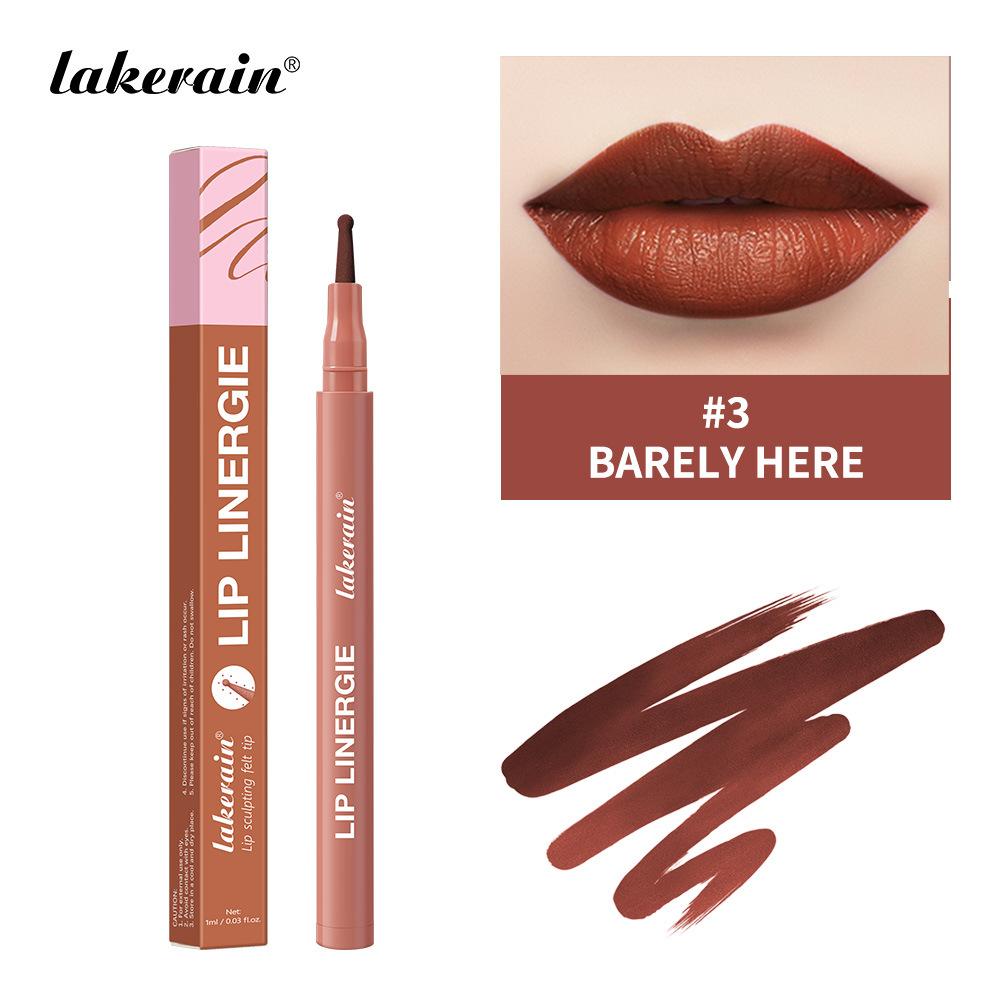 Lakerain Lip Liner GIE: 8 Shades Lightweight Nude Lip Liner with Ballpoint Felt Tip, Long-Lasting Waterproof & Smudge-Proof, Transfer-Proof Stain
