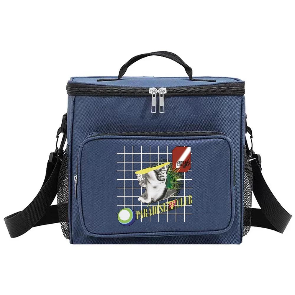 Student Storage Boxes Cooler Shoulder Lunch Bags Thermal Organizer Handbag Outdoor Camping Portable LunchBox Sculpture Printing