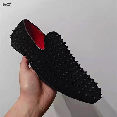 Fashion Personalized Foot Cover Loafers Willow Spikes Men's Studded Leather Shoes Korean Hair Stylist Bean Shoes A8