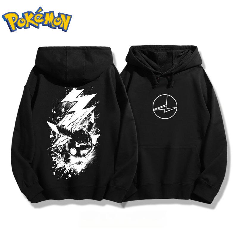 Pokémon Anime Pikachu Cotton Hoodie Men's and Women's Autumn/Winter New Double-Sided Printed Y2K Large Size Casual Sweater Top