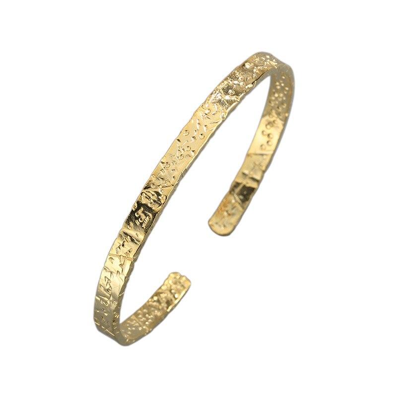 925 Sterling Silver Irregular Surface Bangle Bracelet For Women Men Bangle Fashion Jewelry Adjustable S -B458