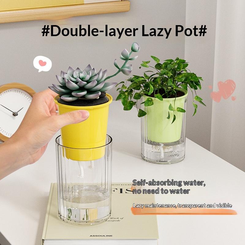 Thickened Self Watering Pot for Hydroponic Plants With Drainage Hole Flower Planter for Modern Home Office Decor
