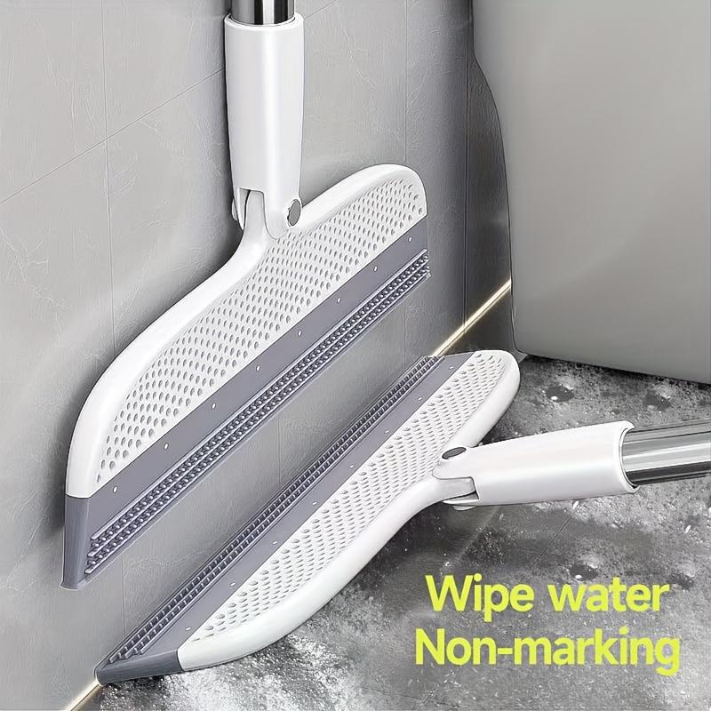 Rubber Floor Broom, Household Rubber Scraper with TRP Soft Silicone Blade for Bathroom Tiles, Garage Concrete, Shower Glass, and Window Cleaning