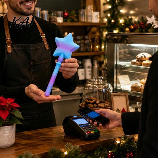 Holiday Cash Clip for Shop Christmas Tree Payment Wand, Novelty Tap Pay Telescopic Star Adjustable Counter Wand Card Holder, Fun Accessory Receipts