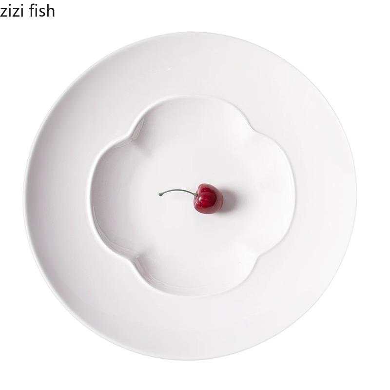 Creative Pure White Ceramic Thick Soup Plate Restaurant Dessert Sushi Plate Pasta Plate Molecular Cuisine Specialty Tableware